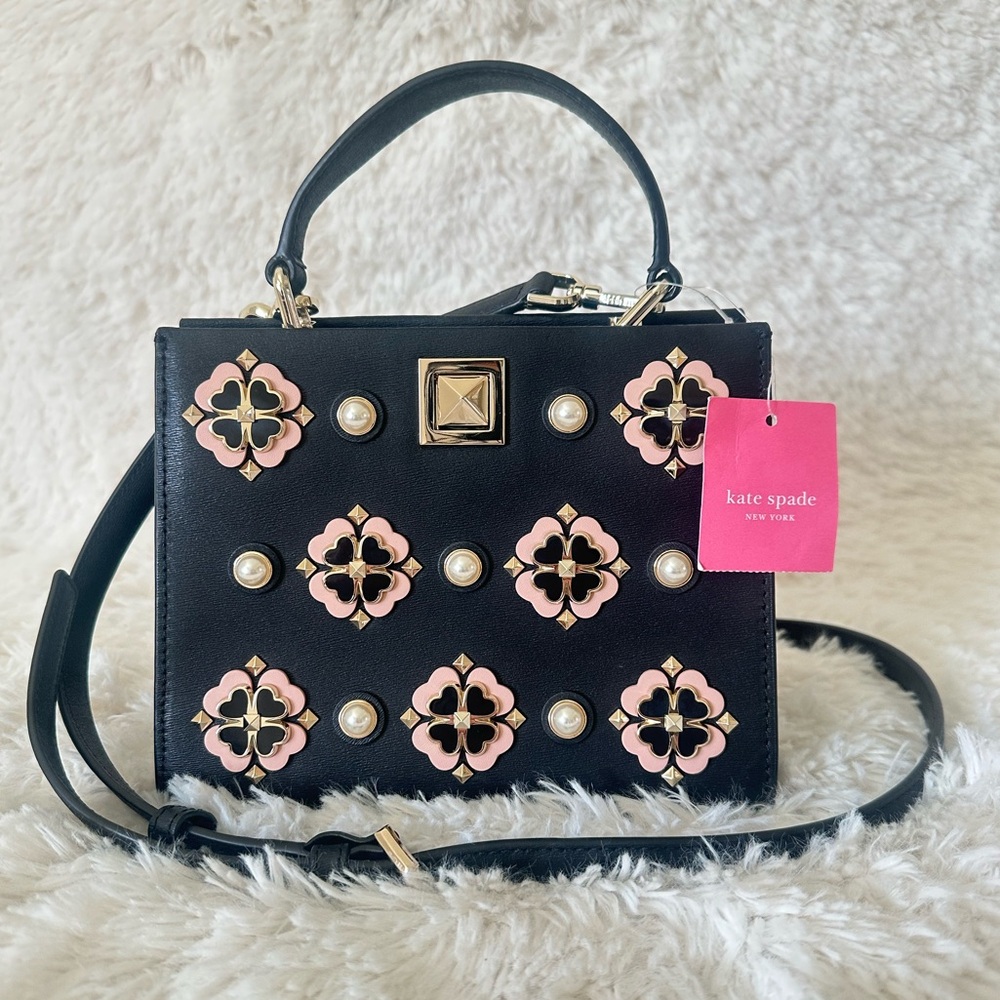 NWT - Limited Edition Kate Spade “Kelli” Jeweled Black Leather Handbag